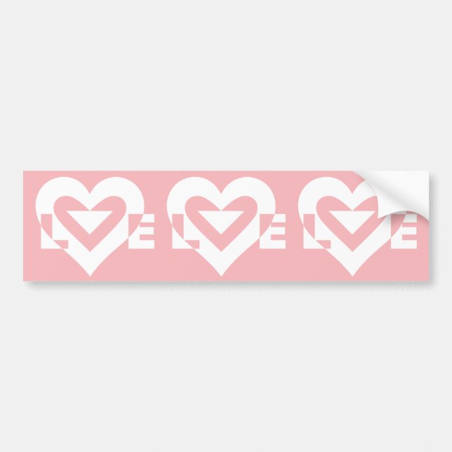 Love White on Pink Bumper Sticker (Front)
