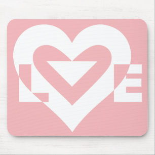 Love White on Pink Mouse Pad