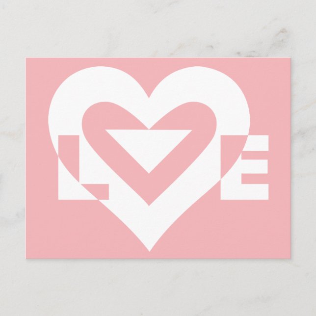 Love White on Pink Postcard (Front)