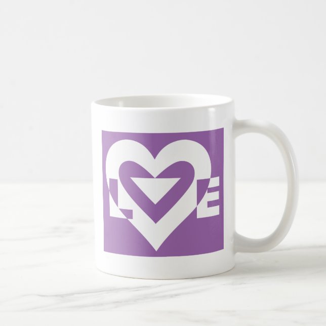 Love White on Purple Coffee Mug (Right)