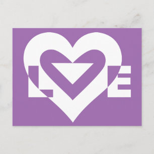 Love White on Purple Postcard