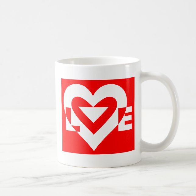 Love White on Red Coffee Mug (Right)