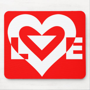 Love White on Red Mouse Pad