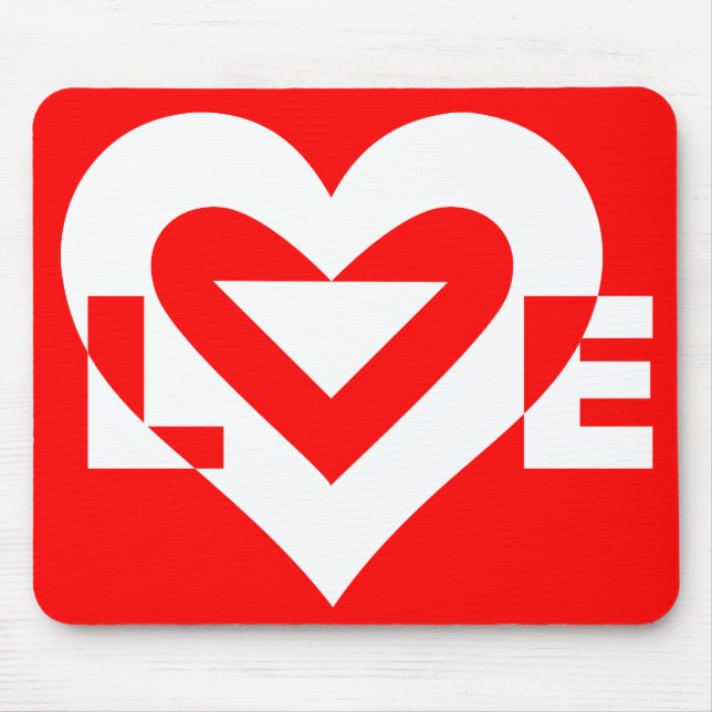 Love White on Red Mouse Pad (Front)
