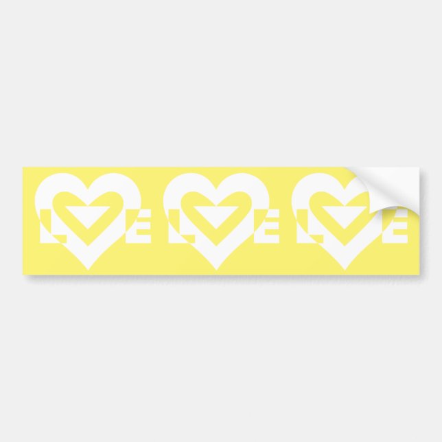 Love White on Yellow Bumper Sticker (Front)