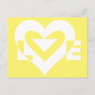 Love White on Yellow Postcard