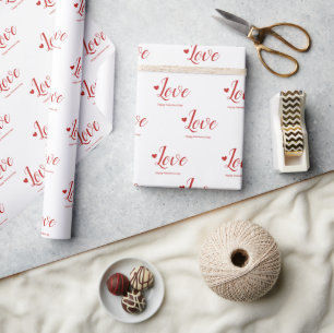 Love White Red Happy Valentine’s Day Wrapping Paper