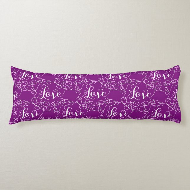 LOVE white seamless pattern with LINES Body Pillow (Front)