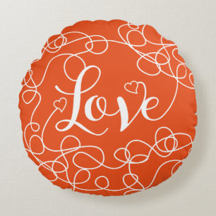 LOVE white seamless pattern with LINES Round Pillow
