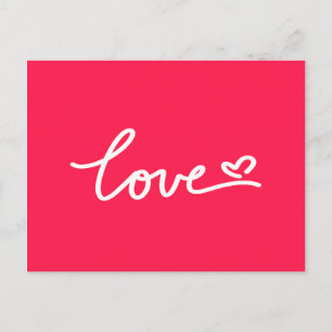 Love white text on red postcard