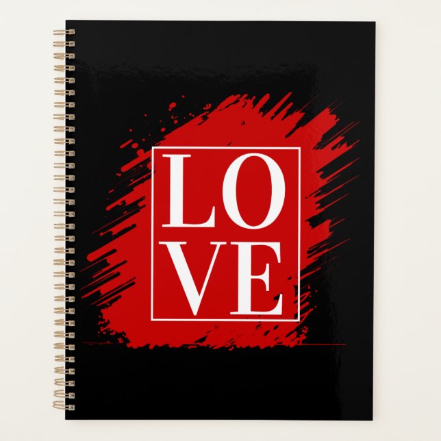 LOVE WHITE TYPOGRAPHY RED ART PLANNER (Front)