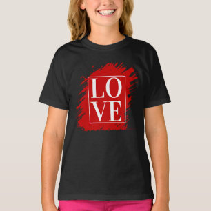 LOVE WHITE TYPOGRAPHY RED ART T-Shirt