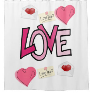 love white valentines day showercurtain