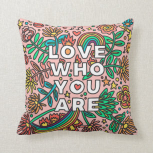 Love who you are pride doodle throw pillow