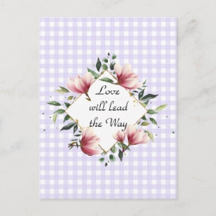 Love will Lead the Way Purple Gingham Postcard