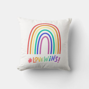 Love Wins Fun Rainbow Text Pillow