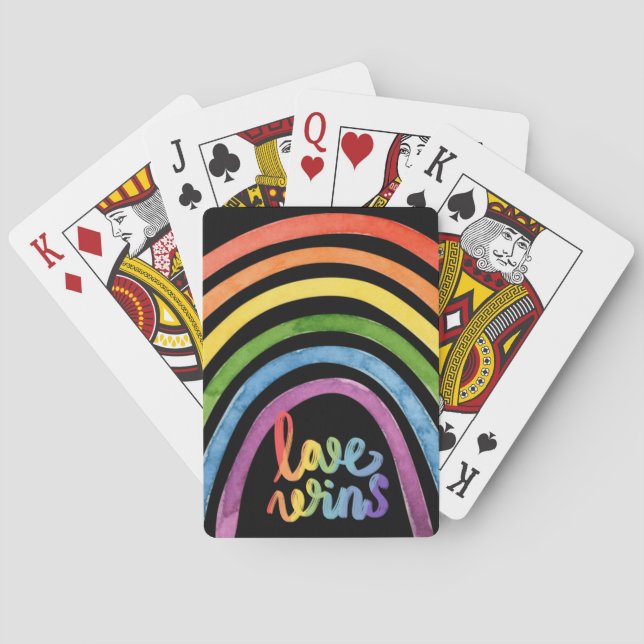 Love Wins Gay Pride Rainbow Playing Cards (Back)