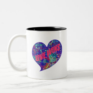 Love Wins Heart Design Two-Tone Coffee Mug
