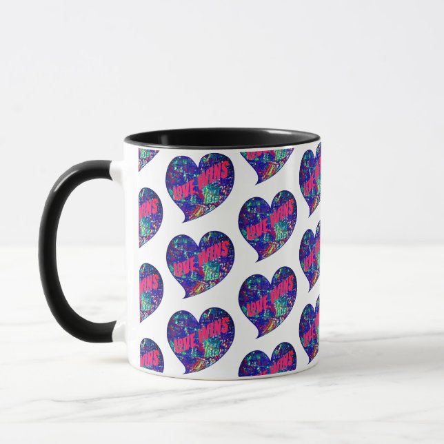 Love Wins Inspirational Words Art Heart Mug (Left)