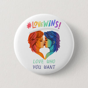 Love wins lesbian pride ,pride month 2024 2 inch round button