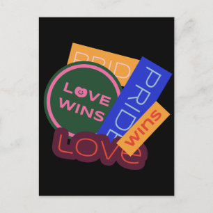 Love wins. Pride. Pride wins. LGBT+Pride Postcard