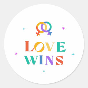 Love Wins Rainbow Classic Round Sticker