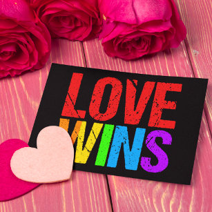 Love Wins Rainbow Gay Pride LGBTQ Postcard