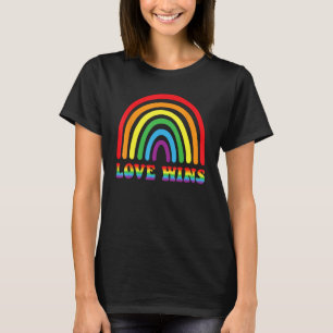 LOVE WINS Rainbow LGBT Flag Gay Pride Month Lesbia T-Shirt