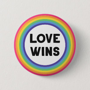 Love Wins Rainbow Pride Inspirational  2 Inch Round Button