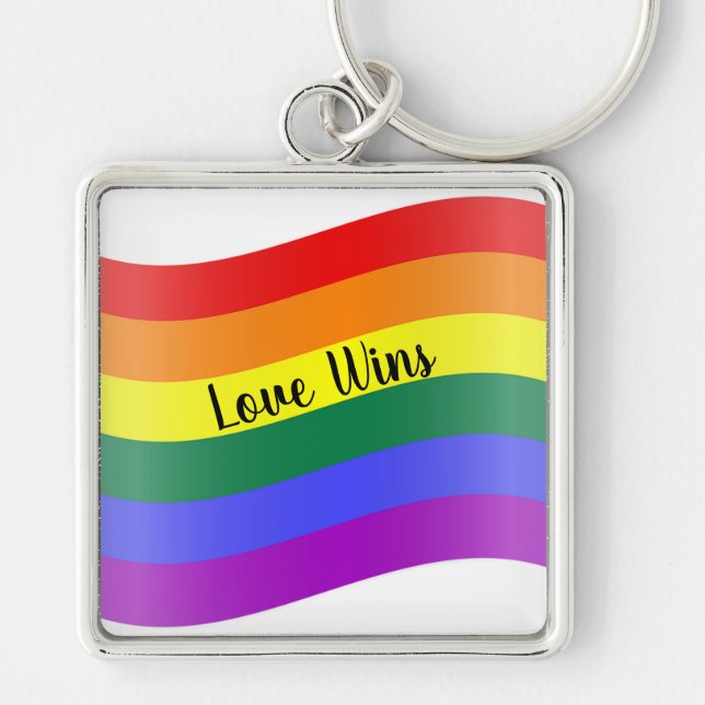 Love Wins Rainbow Stripes Keychain (Front)