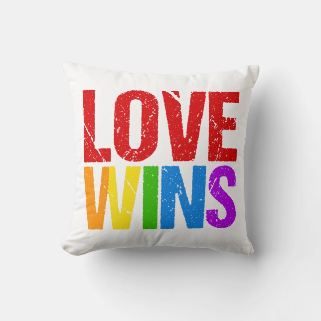 Love Wins Rainbow Throw Pillow (Front)