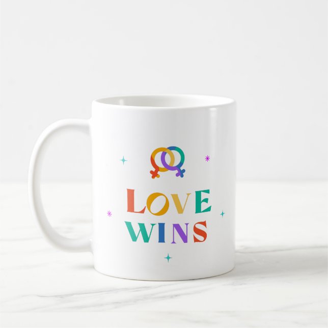 Love Wins Rainbow  Two-Tone Coffee Mug (Left)