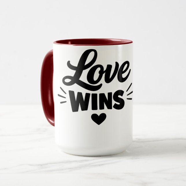Love Wins Romantic Quote Coffee Mug – Cute Valenti (Devant gauche)