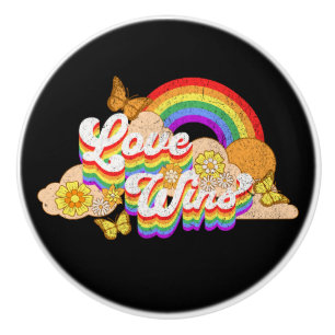 Love wins text design ceramic knob