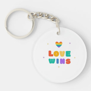 Love Wins with a Rainbow Heart Keychain