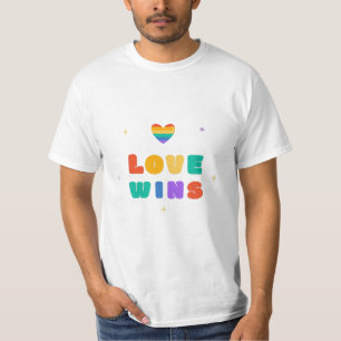 Love Wins with a Rainbow Heart T-Shirt