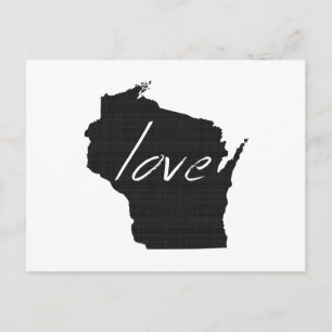 Love Wisconsin Carte Formé Antique Black Chalkboar