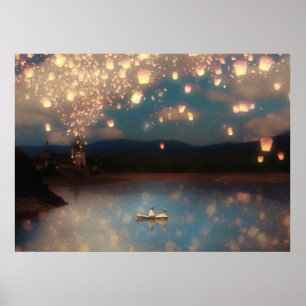 Love Wish Lanterns landscape Poster