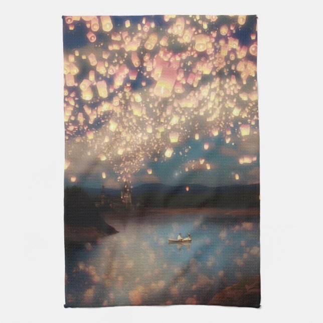Love Wish Lanterns serviette de cuisine (Vertical)