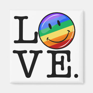 Love With A Happy Rainbow Flag Gay LGBT Magnet