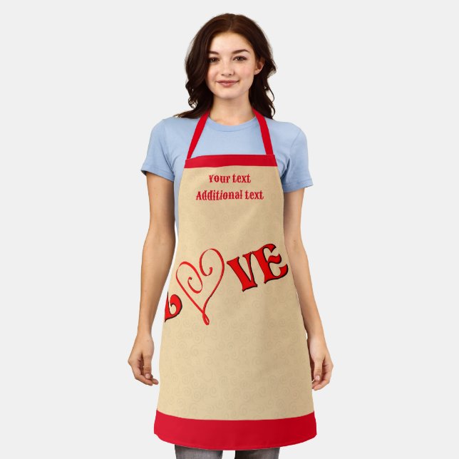 Love With A Heart Personalized Apron (Worn)
