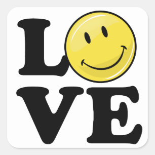 Love With A Smile Classic Happy Face Square Sticker