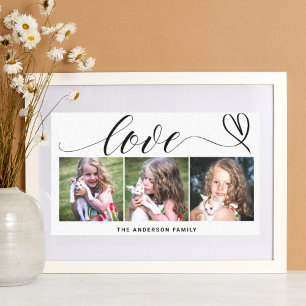 Love With Black Heart Script Custom Photo Collage Canvas Print