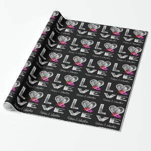 LOVE with Couple Photo and Kisses Wrapping Paper