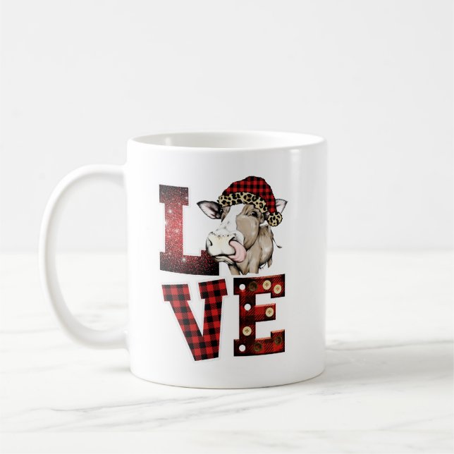 Love with Cow Design, Christmas Design Coffee Mug (Left)