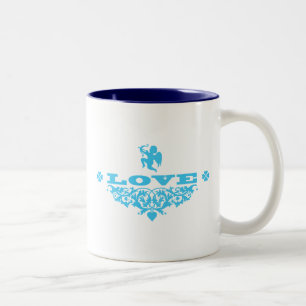 Love with Cupid (Blue) Two-Tone Coffee Mug