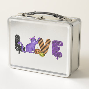 Love with Cute Cat for Halloween Metal Lunch Box