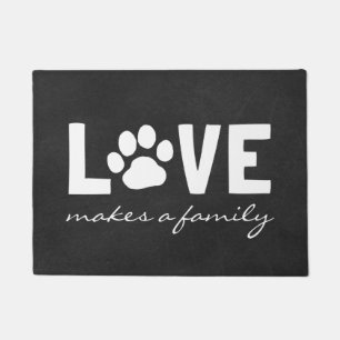 LOVE with Dog Paw Print and Custom Text Doormat