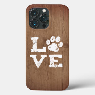LOVE with Dog Paw Print iPhone 13 Pro Case