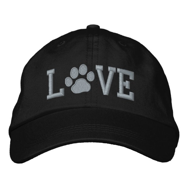 LOVE with Dog Paw Print | Cool Canine Lover's Embroidered Hat (Front)